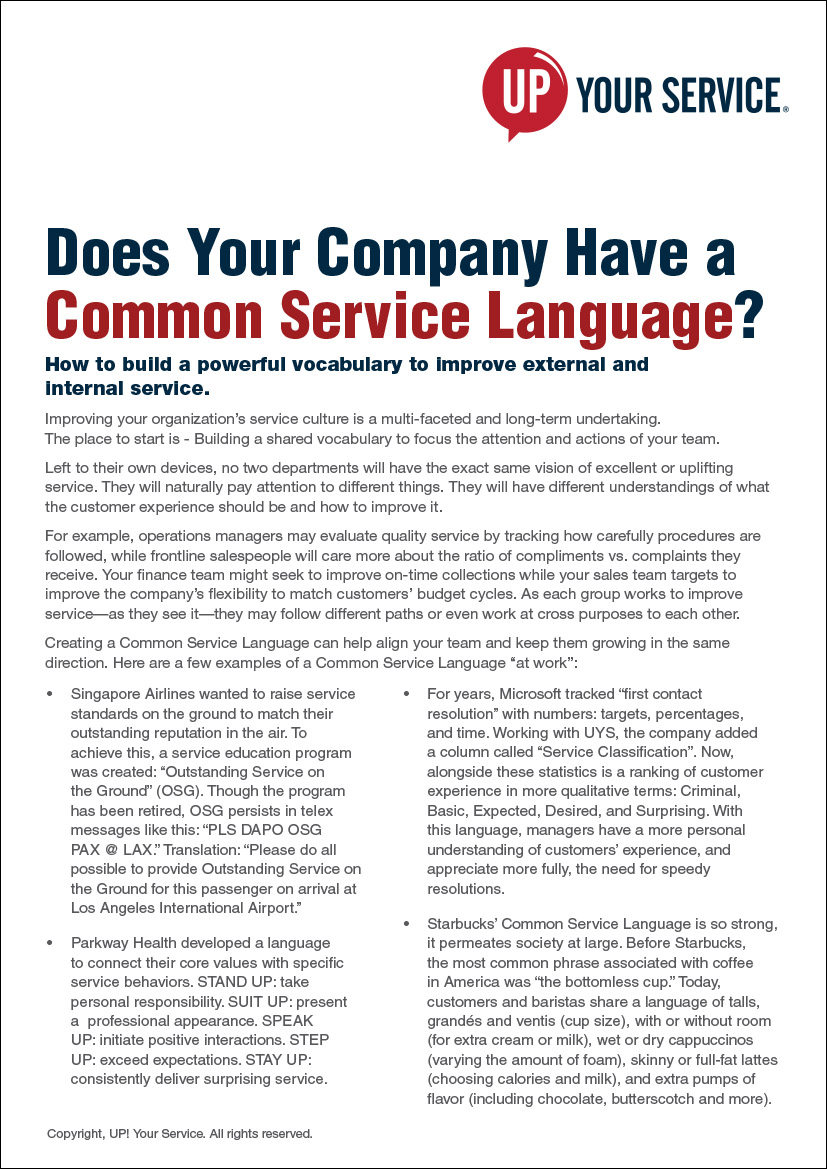 Do You Have a Common Service Language Uplifting Service